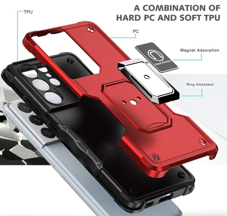 Husa Telefon Samsung Galaxy S21 Ultra 5G cu protectie camera si suport