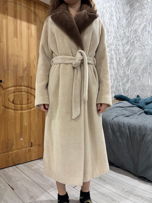 Шуба пальто из ламы и норки
