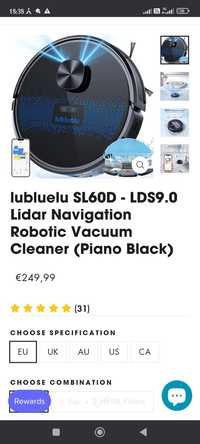lubluelu SL60D - LDS9.0 Lidar Navigation Robotic Vacuum Cleaner (Piano