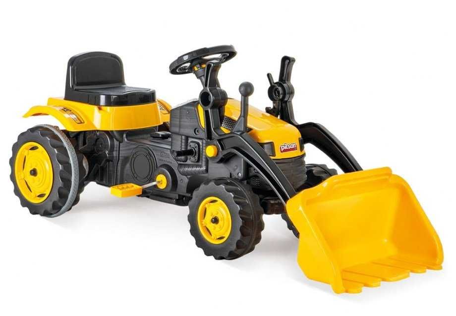 Tractor pentru copii Pilsan Active Yellow, cu pedale si cupa, transmisie pe lant, volan cu claxon, spatar, scaun reglabil, greutate admisa 50 kg