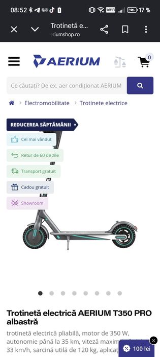 Vand trotineta electrica aerium t350 1000km
