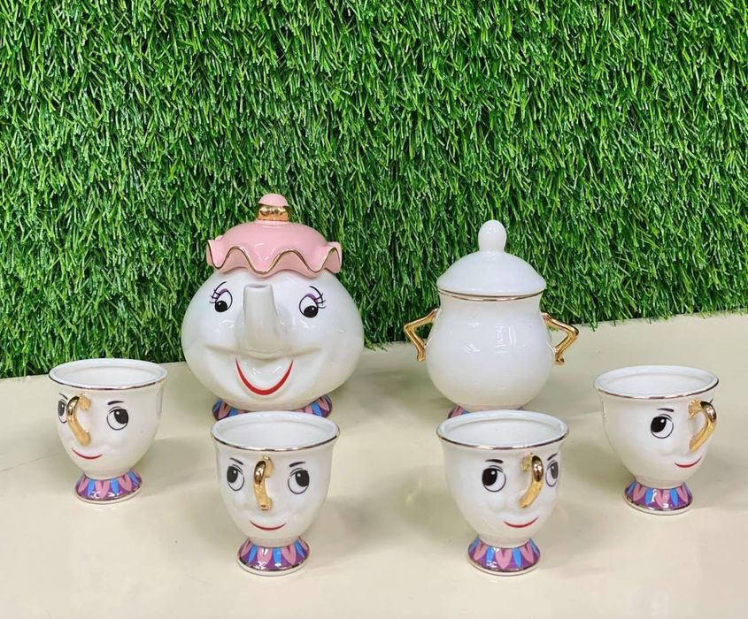 (Sf-38) Чайный сервиз в мультяшном стиле «Красавица и Чудовище»