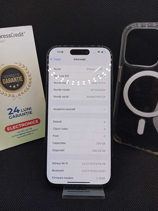 iPhone 15 Pro 256Gb 89% SB (49692 Ag11 Piata Nicolina) Garantie 2 ani!
