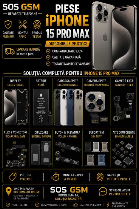 Carcasa capac camera fata spate iphone 15 Pro Max