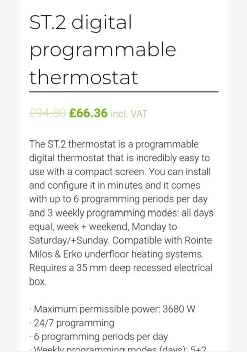 Termostat digital de incalzire pardoseala Rointe