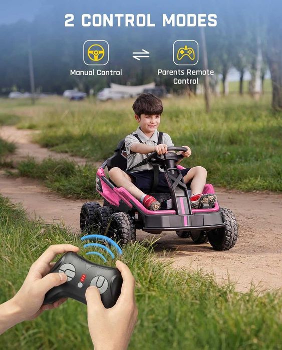 UTV electric pentru 2 copii Kinderauto BJSX2319 6x6 300W 24V pink