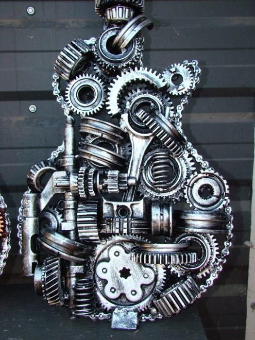 Sculptura fier- Decor industrial de perete Chitara-Doar 3 disponibile.