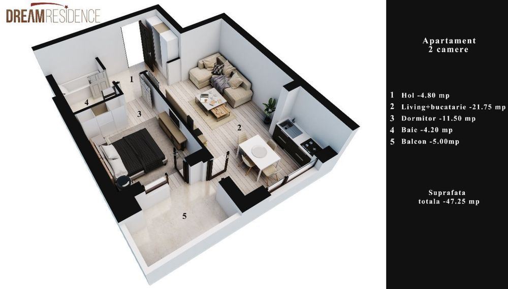2 camere, Dream Residence Rahova