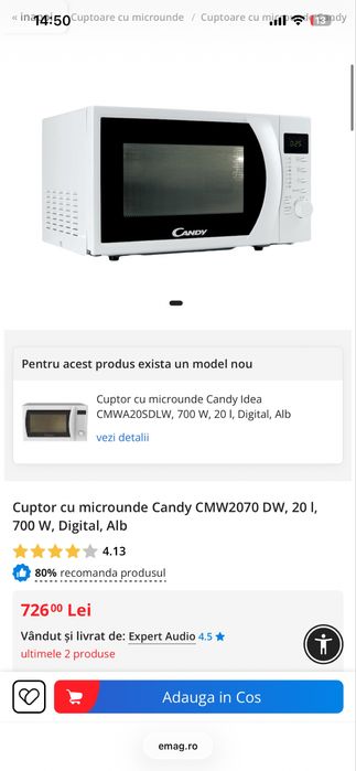 cuptor cu microunde 700w  candy cmw 2070dw foarte putin folosit