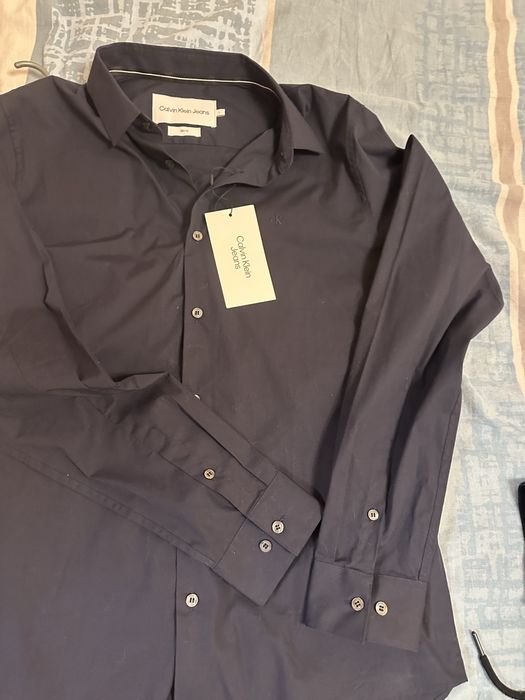 Риза calvin klein jeans, цвят night sky