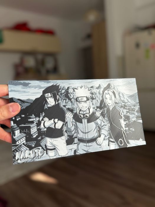 Tablou 3D printat Naruto Team 7 + Hokage Mountain | Decor anime