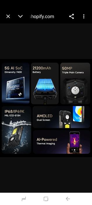 Ulefone Armor 29 Pro Thermal, 5G AI здрав телефон, 32GB + 512GB/2TB, MTK Dimensity 7400