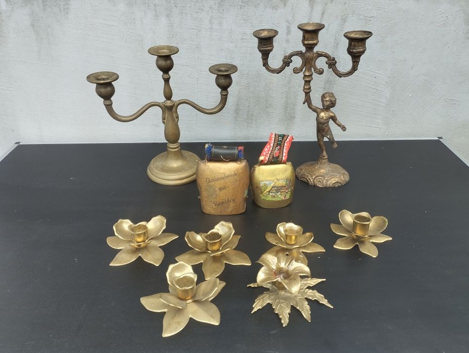 Месингов свещник 3ка, месингов свещник единична , швейцарска хлопка