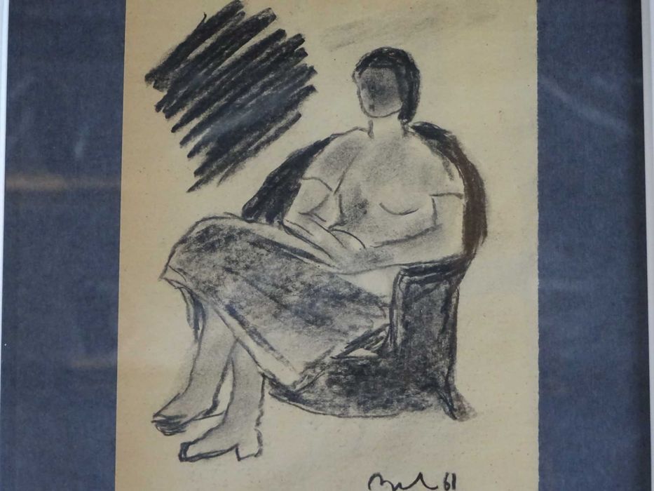 Corneliu Baba, ’Model pe fotoliu’, carbune pe hartie