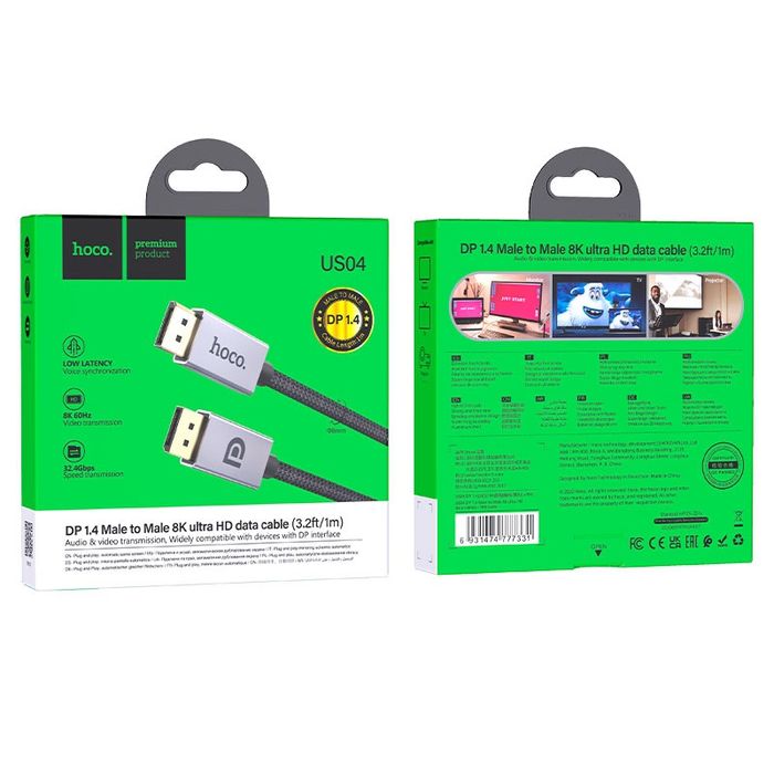 Кабель DisplayPort 1.4 Hoco US04 8K ультра HD