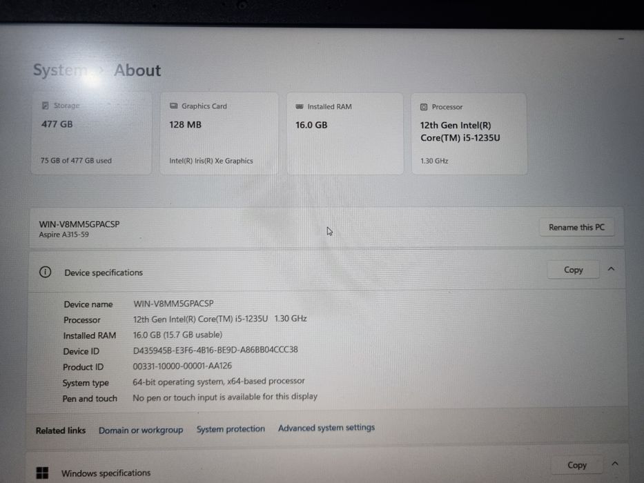 Acer Spire A315-15