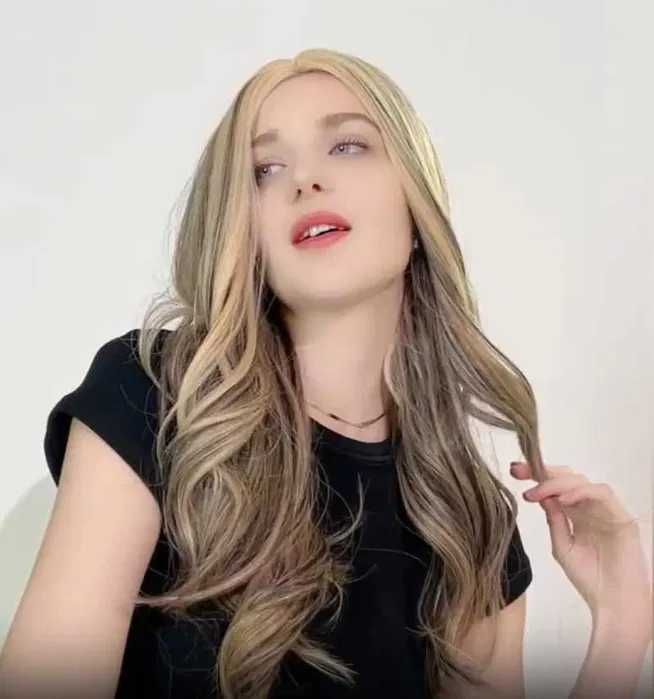 Омбре перука на кичури в съчетавание на русо и кафяво