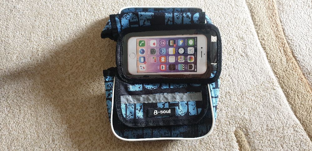 Geanta MTB pentru cadru bicicleta, cu suport telefon