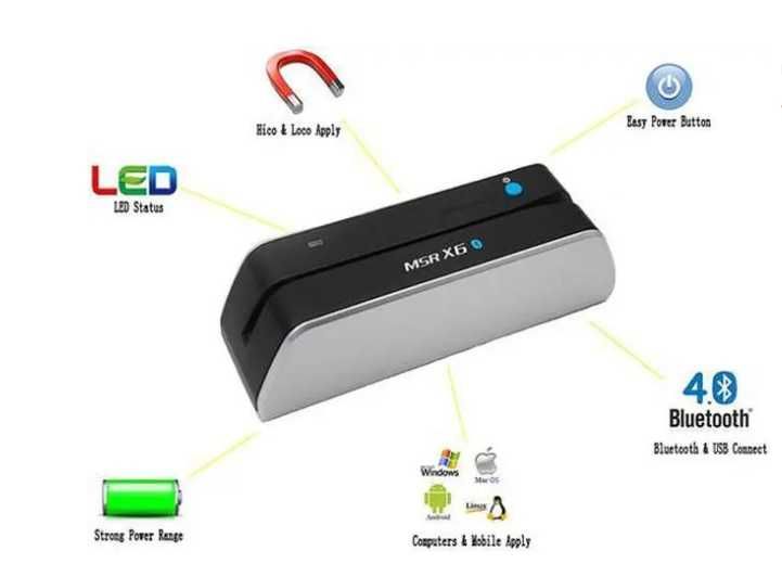 Bluetooth MSR-X6  Четец за карти с магнитна лента