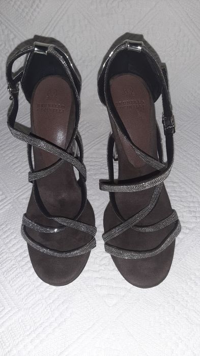 Sandale cu toc gros Brunello Cucinelli marimea 36  int 24 cm.inaltime