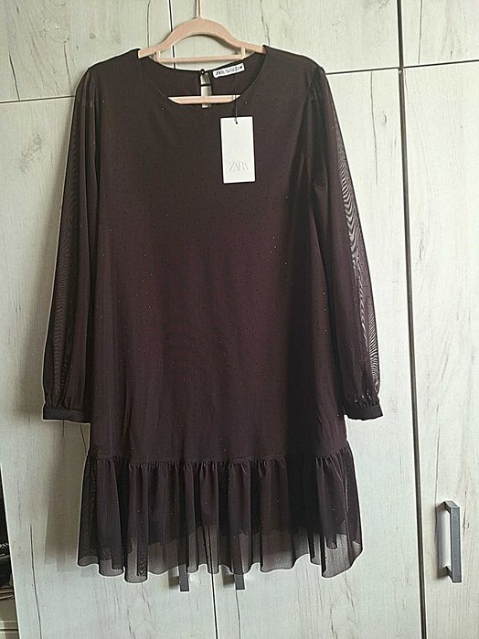 ZARA Рокля тюл с камъчета
