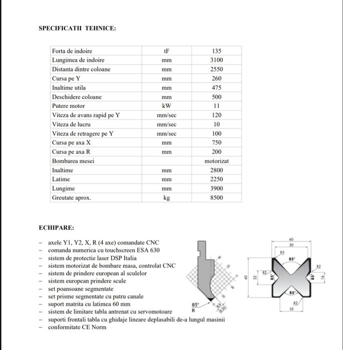 Abkant hidraulic CNC 135T, 3200 mm  Durma, Amada, Trumph