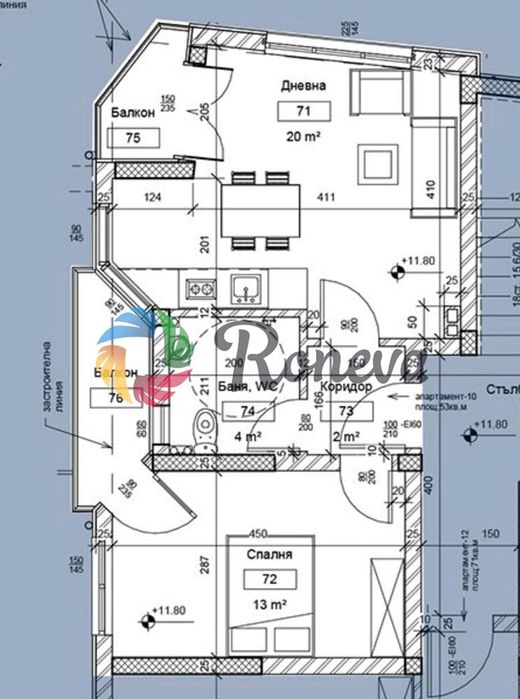 2-стаен в Варна-Лятно кино Тракия площ 63 цена 159200