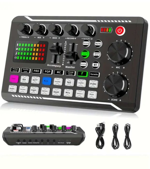 Consola DJ - Placa sunet cu efecte sunet și voce ideal Podcast Karaoke sau TikTok