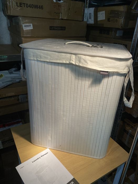 SONGMICS бамбуков кош за пране с капак 100 литра