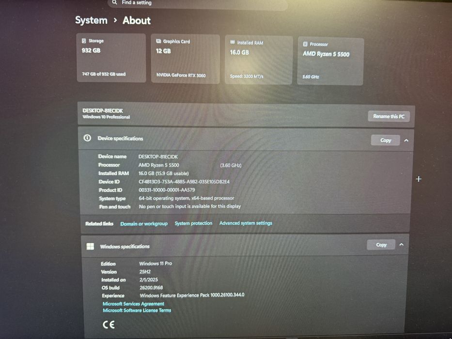 PC gaming rtx 3060