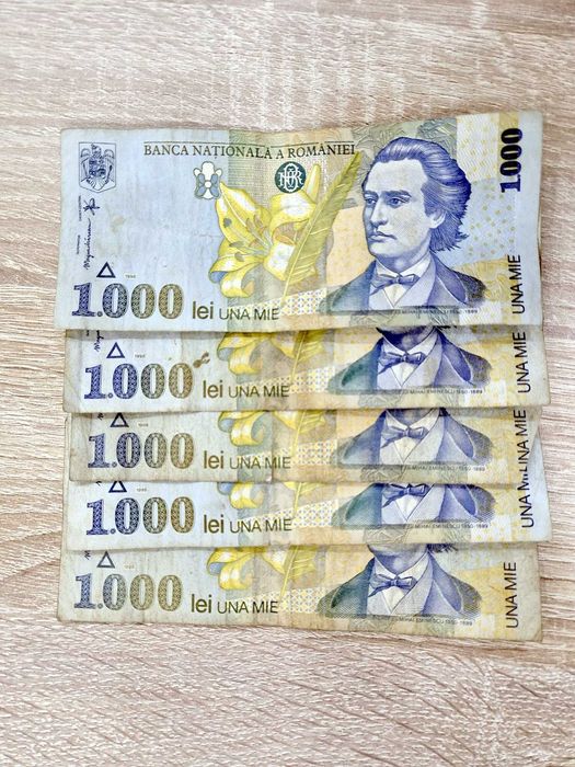 Set 11 bancnote 1000 lei vechi (1998) – colecție, stare foarte bună