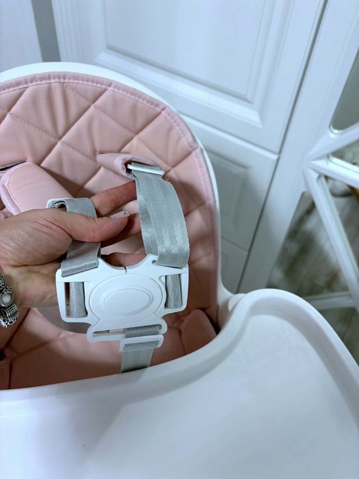 Scaun de masa 3 in 1 Juju Eat&Twist, rotativ 360 grade, Roz