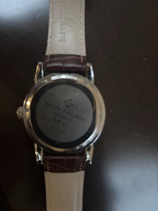 Мъжки елегантен часовник – дизайн Patek Philippe, кафява кожена каишка