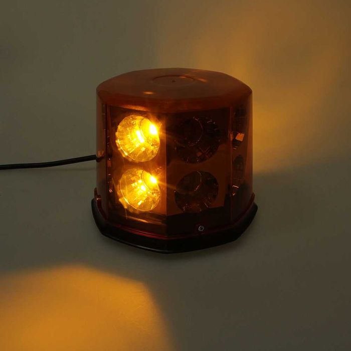 Girofar LED auto 12-24V cu magnet, mufă brichetă, 2 butoane – lampă semnalizare camion/utilaje