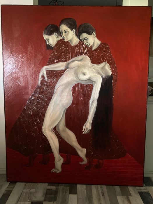 Oferta - Tablou dimensiuni mari, ulei pe pânză, stil Klimt, superb.