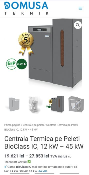 Centrala peleti Domusa 25kw - 1 iarna.