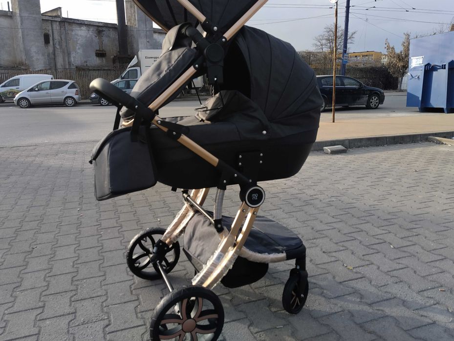 MONI Комбинирана детска количка 2 в 1 POLLY черен