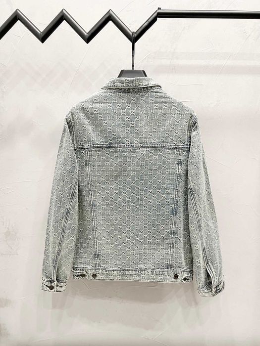Gucci Floral Denim Kurtka. Sfânt albastru și alb GG ja