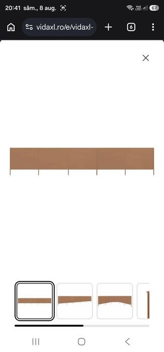 Paravan anti-vânt cu 5 panouri, gri taupe, 600 x 80 cm, textil