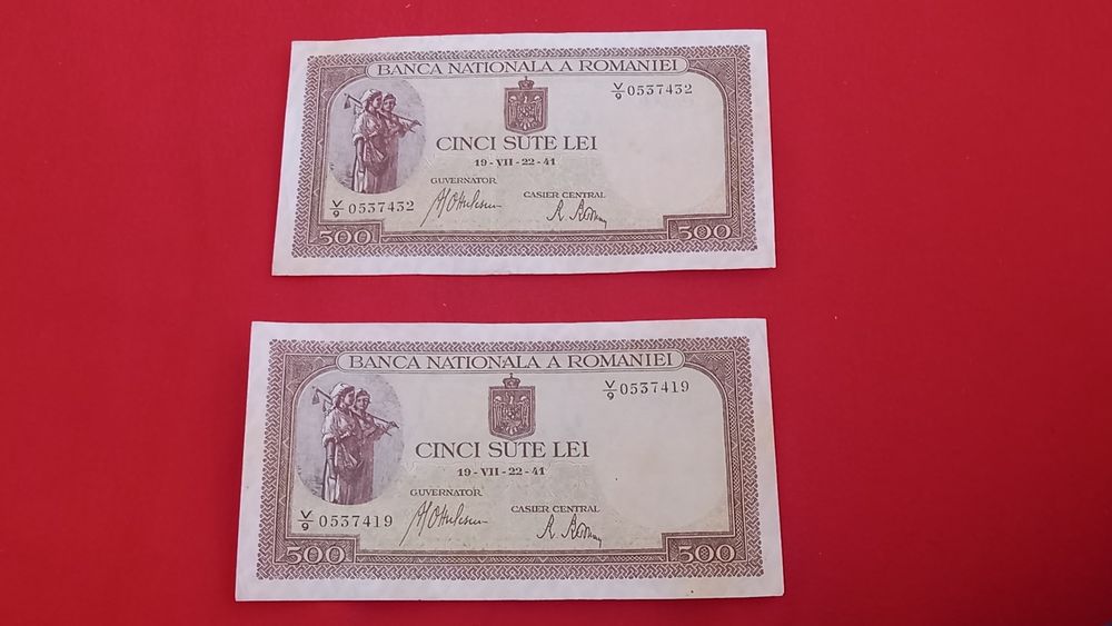 Vand 2 bancnote de 500 lei an 1941