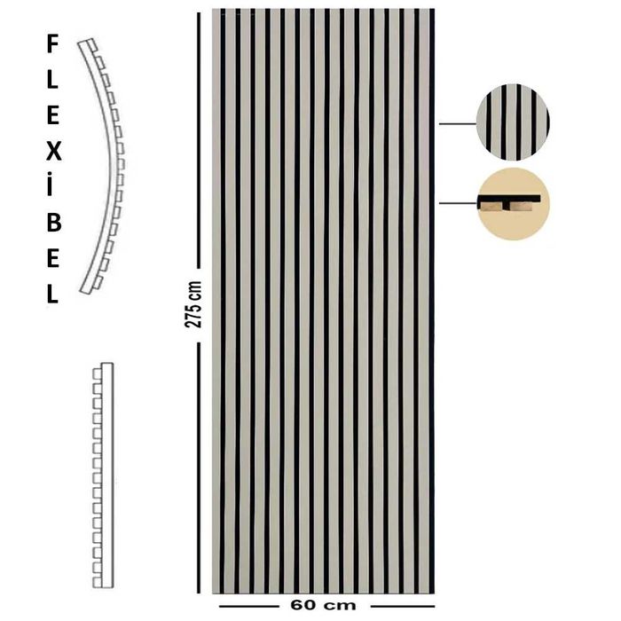 Акустични стенни панели 60/275 см. Антрацит/Крем/Черен