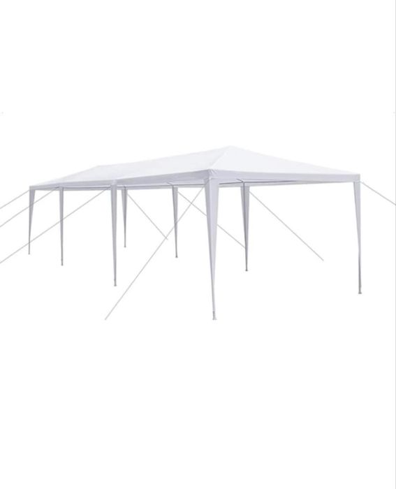 Cort evenimente Timeless Tools Cu cadru metalic Intrare cu fermoar Ferestre laterale 9 x 3 x 2.55 m Alb