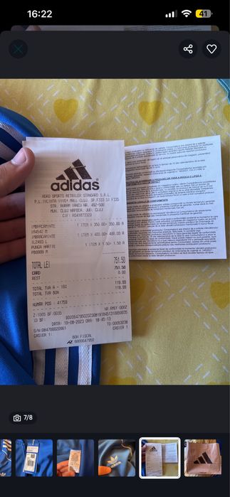 hanorac cu fermoar adidas nou cu eticheta si bon fiscal