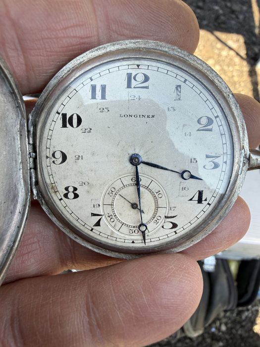 стар джобен сребърен часовник longines