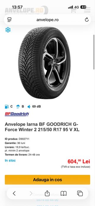 2 bucati cauciucuri noi BFGoodrich G-Force Winter 2 215/50/R17