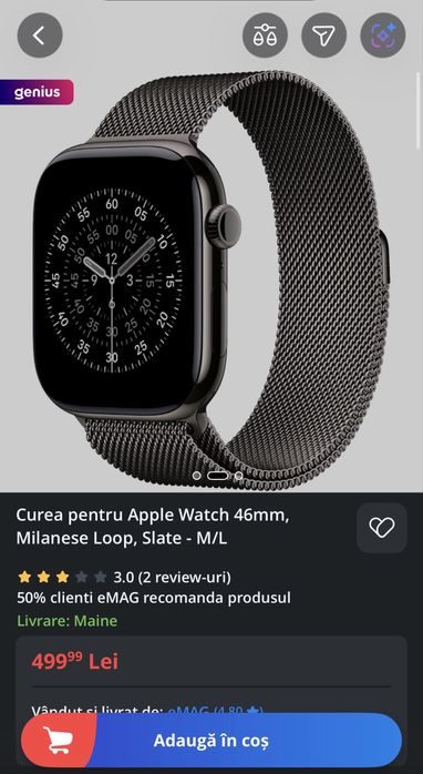 Curea Apple Watch Milanese Loop 45mm din otel inoxidabil apple watch 7 stainless cellular gps 45 mm