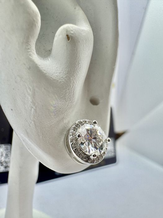 Сребърни обеци с мойсанит (Диамант) 1 карат