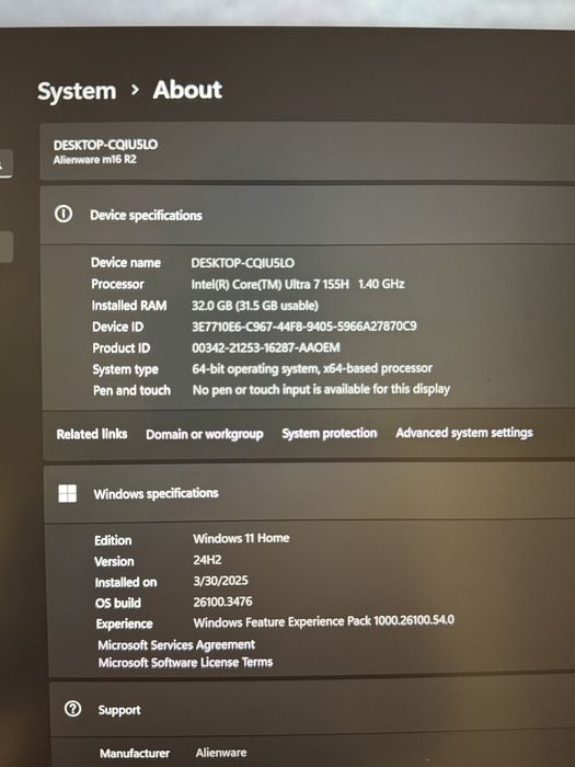 Alienware m16 r2 32GB 1TB RTX 4070