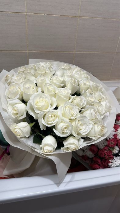 51 штук Ақ роза гүлі