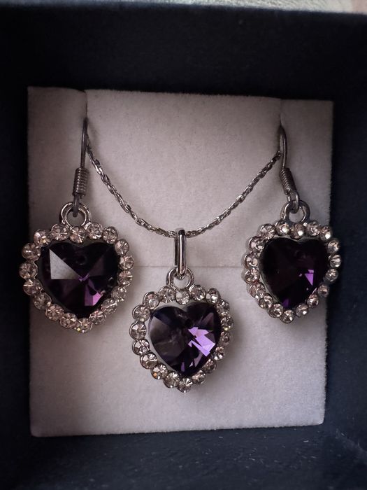 Колие и обици с камъни, 18K GP